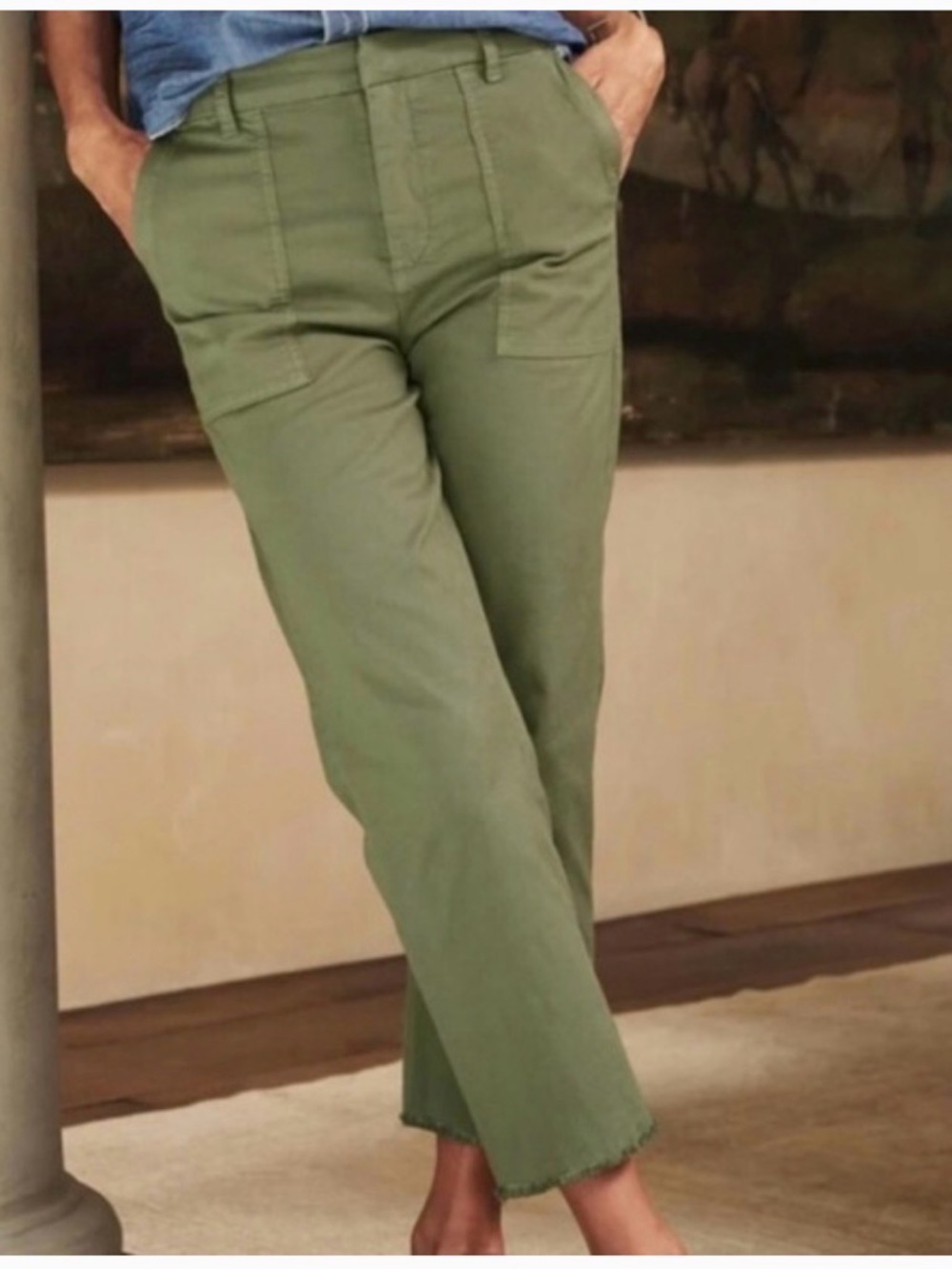 Frank & Eileen Blackrock Utility Pant Size 10 Army Green Chino Twill Pants